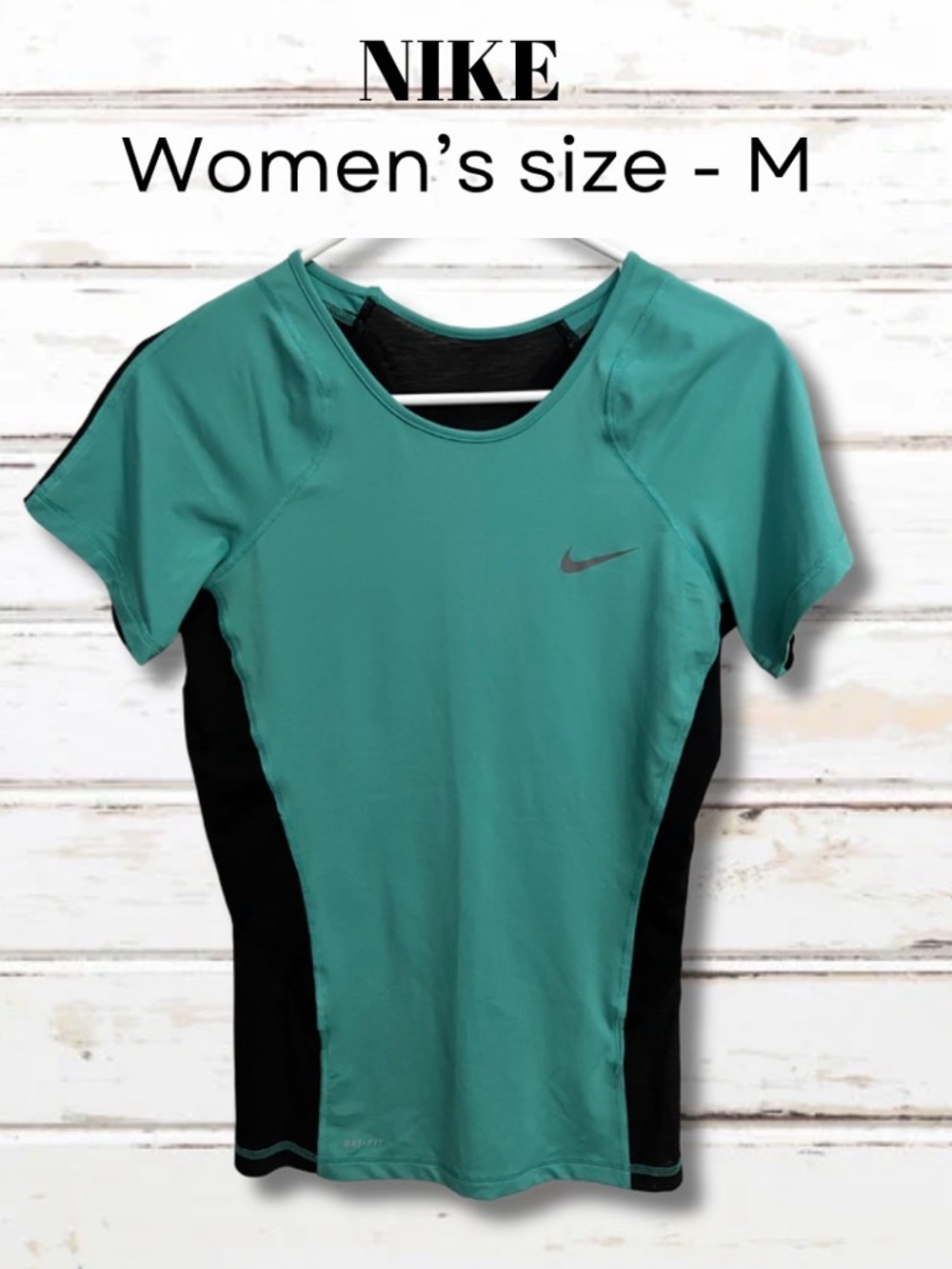Nike Teal & Black Dri-FIT Short Sleeve Women's Top